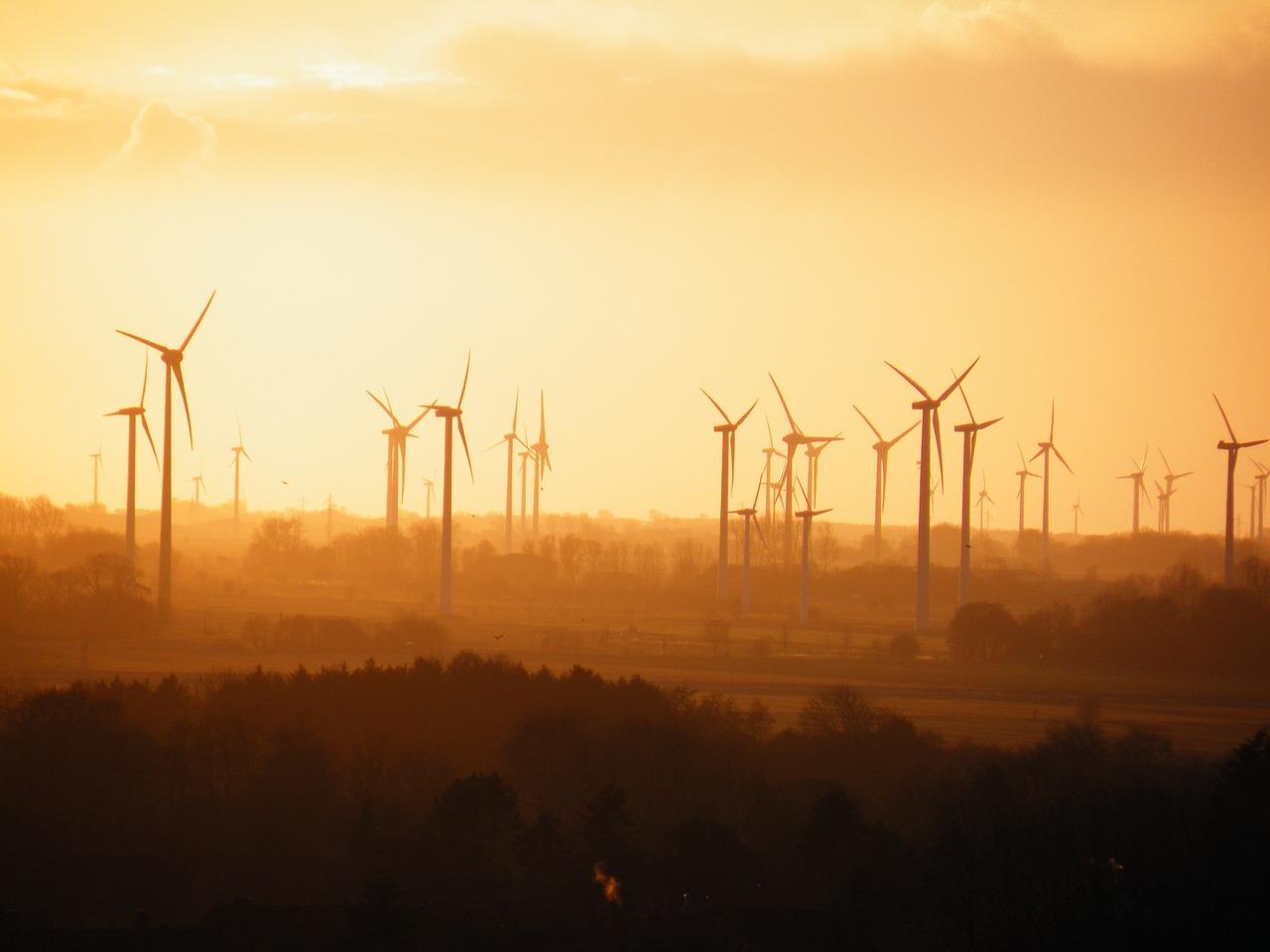Wind turbines on a ridgeline